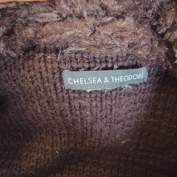 ✨Size M Women's Faux Fur Sweater CHELSEA & THEODORE Brown Shirt cardigan coat✨ - Picture 5 of 7